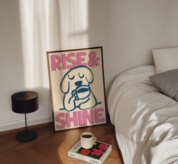 Rise And Shine Retro Print Kitchen Poster Bedroom Art Hand Drawn, 7 of 11