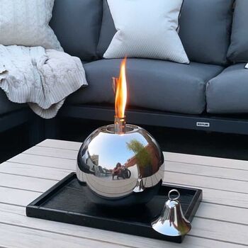 Round Ball Stainless Steel Garden Oil Lamp, 2 of 5