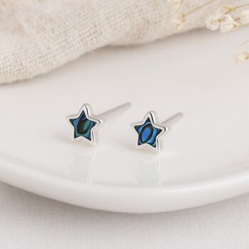 Sterling Silver Paua Shell Star Micro Stud Earrings – 4mm, 2 of 8