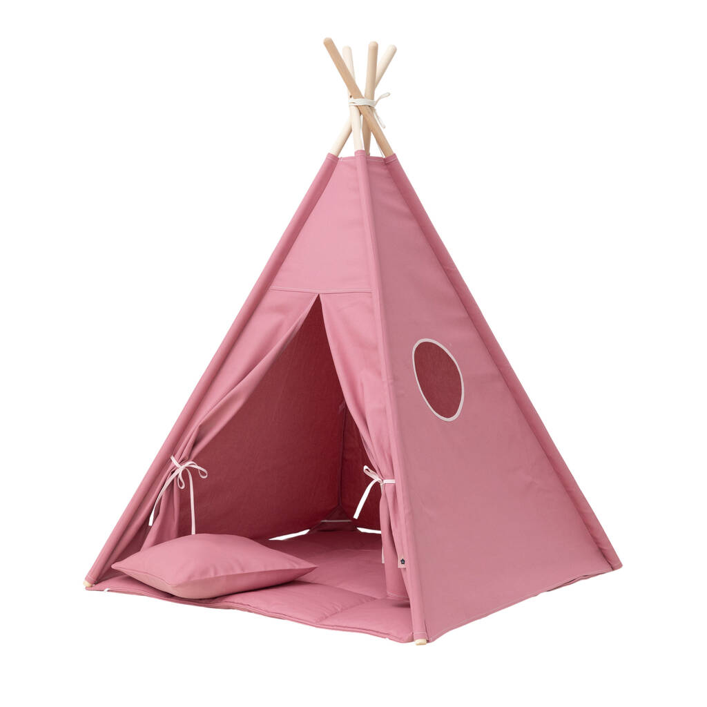 Kids Teepee Tent Set Pink, 1 of 2