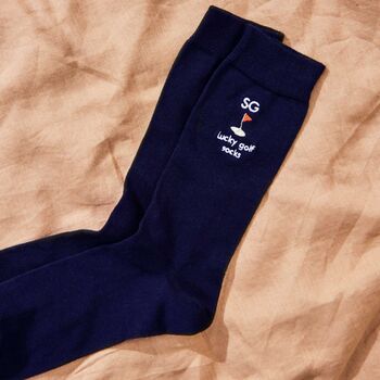 Personalised Golfer Navy Socks, 3 of 4