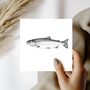 Salmon Wildlife Hand Drawn Greeting Card, thumbnail 1 of 6