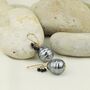 Grey Shell Pearl And Sapphire Drop Earrings, thumbnail 2 of 2