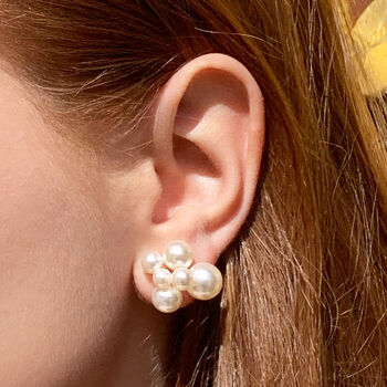Pearl Cluster Statement Stud Earrings, 2 of 11
