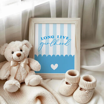 Blue Long Live Girlhood Nursery Print, 3 of 7