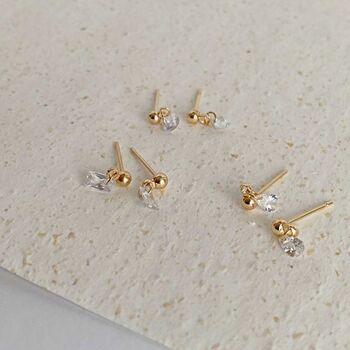 Diamond Stud Drops On Solid 9ct Gold, 3 of 4