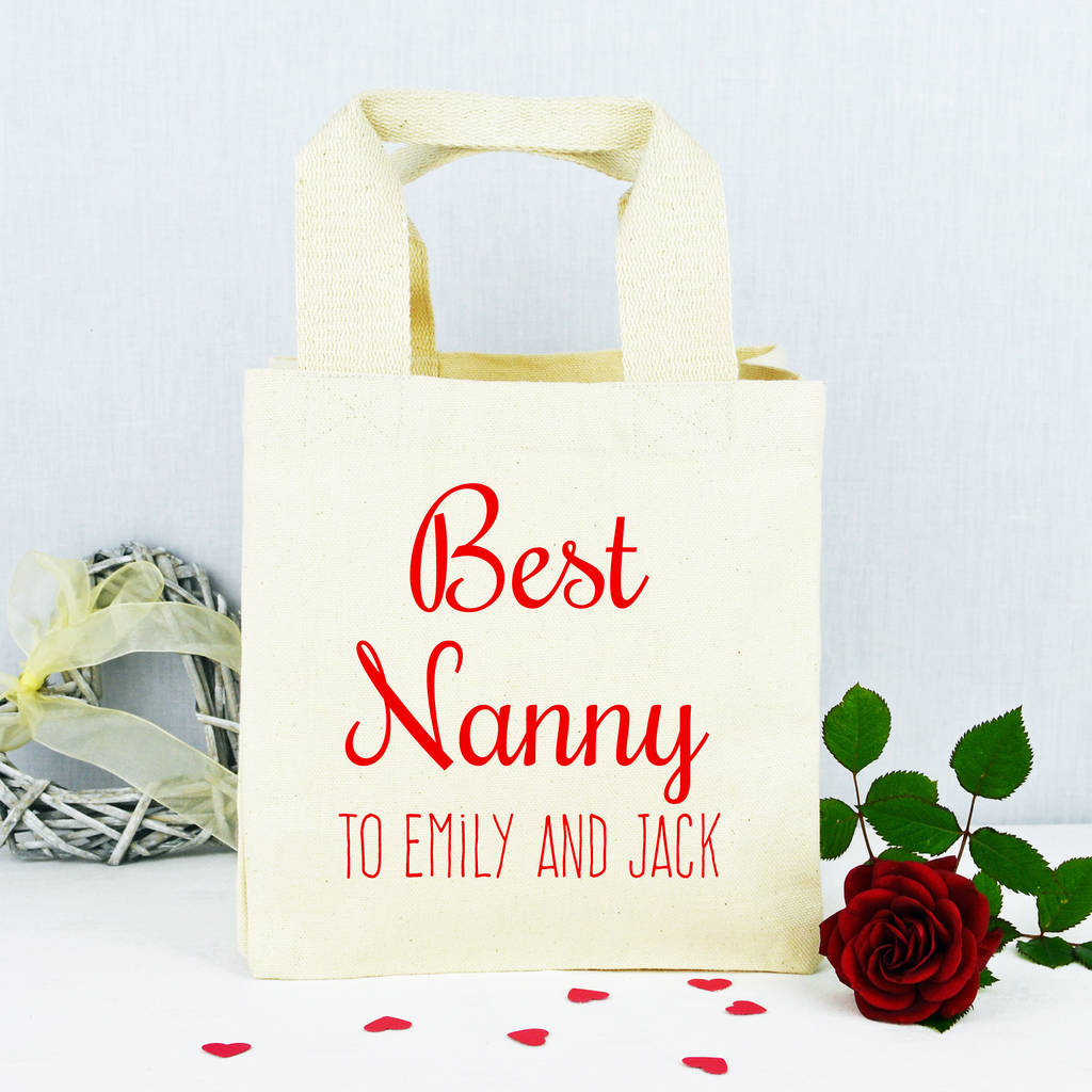personalised 'nanny' mini tote bag by andrea fays