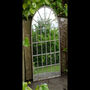 60cm Grey Garden Arched Mirror Distressed Metal Frame, thumbnail 2 of 3