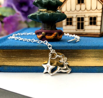 Personalised Sterling Silver Reindeer And Initial Star Bracelet, 4 of 11