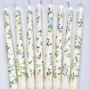 Hand Painted Wildflower Taper Candles, 2 of 10