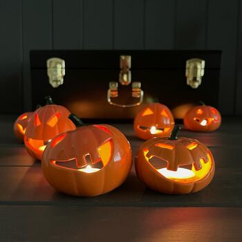 Pumpkin Halloween Decoration With Tealight, 4 of 4