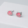 Sterling Silver Pink Pig Stud Earrings, thumbnail 1 of 5