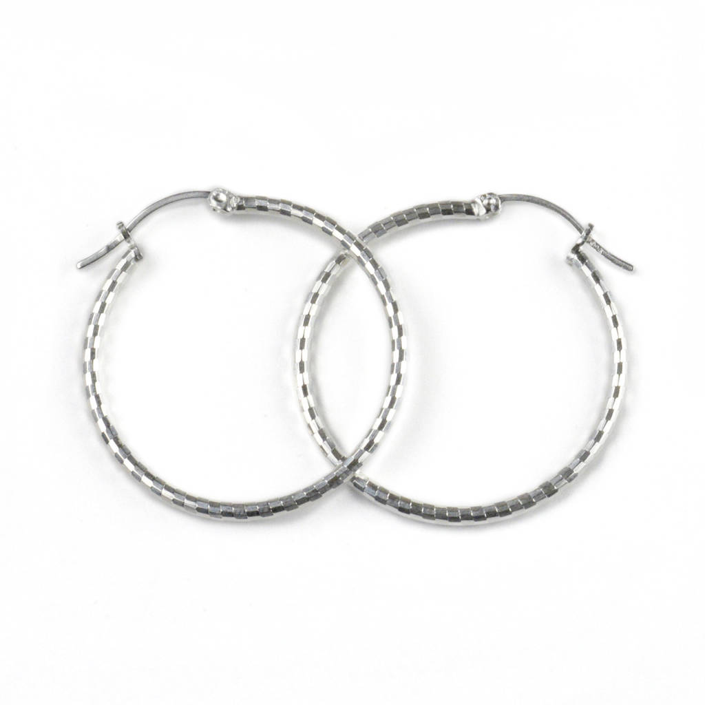 Textured Sterling Silver Hoop Earring By The London Earring Company ...