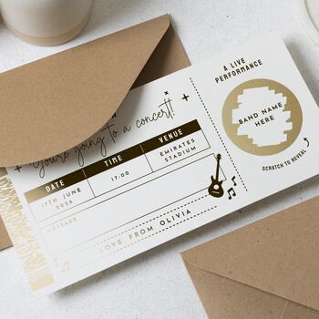 Personalised Any Concert Ticket Gift Voucher Reveal, 5 of 9