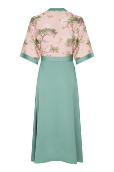 Special Occasion Wrap Dress In Crepe And Cloudpine Silk, 4 of 4