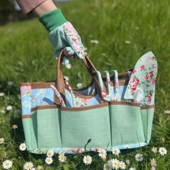 Personalised Garden Tool Bag With Rose Print, 2 of 5