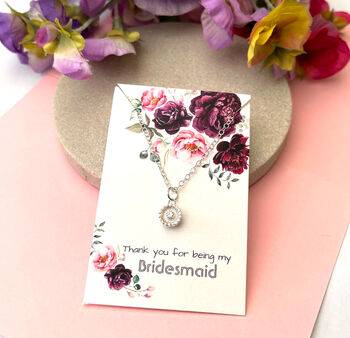 Thank You Bridesmaid Sterling Silver Mini Sunflower Necklace, 6 of 10