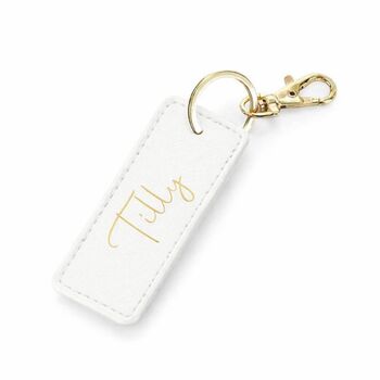 Personalised Saffiano Faux Leather Bag Charms Key Chain Keyring, 6 of 8
