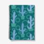 A5 Spiral Notebook Featuring A Blue Cactus Print, thumbnail 1 of 2