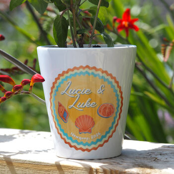 'Shells And Sunshine' Personalised Couple's Plant Pot, 2 of 3