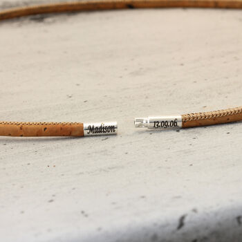 Personalised 3mm Cork Necklace With Sterling Silver Clasp, 3 of 8