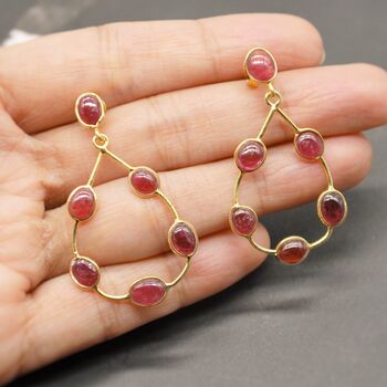 Ruby Hoops Sterling Silver Earrings, 5 of 6