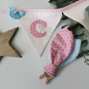 Cream, Pink And Blue Personalised Name Bunting, 12 of 12