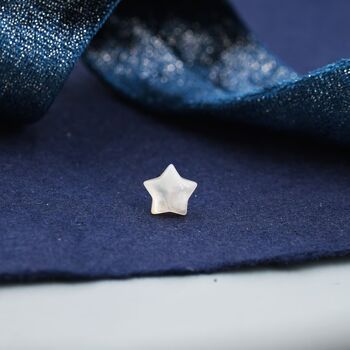 Mother Of Pearl Star Stud Earrings In Sterling Silver, 3 of 10