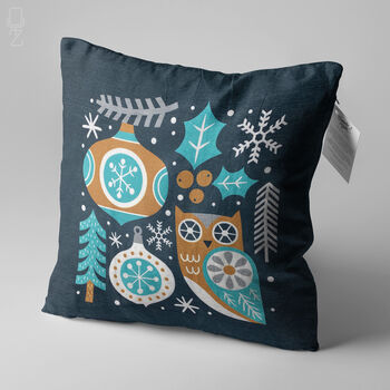 Owl Cushion Cover With Christmas Design, 2 of 5