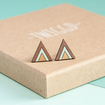 Gold Triangle Geometric Stud Earrings, 2 of 6