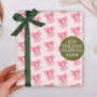 Valentine Wrapping Paper With Pink Bow Design, Three Sheet Pack, thumbnail 3 of 3