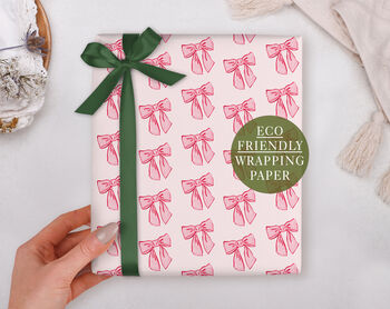 Valentine Wrapping Paper With Pink Bow Design, Three Sheet Pack, 3 of 3