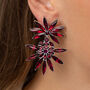 Red Cluster Star Crystal Drop Earrings, thumbnail 1 of 3