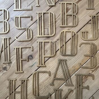 A To Z Chriistmas Personalised Present Gold Art Deco Metal Letters Home And Garden Signs, 2 of 12