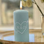 Personalised Hand Painted Heart Couples Pillar Candle, thumbnail 3 of 3