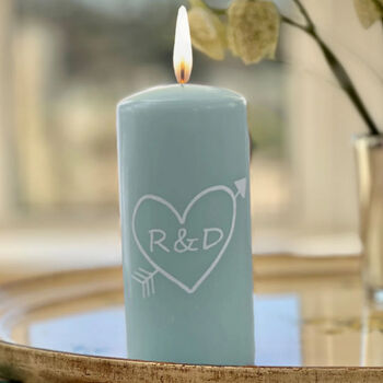 Personalised Hand Painted Heart Couples Pillar Candle, 3 of 3