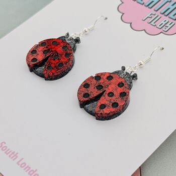 Lady Bug Glitter Earrings, 4 of 4