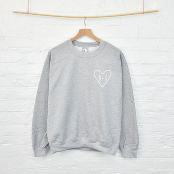 Personalised Couples Initials Monogram Heart Sweatshirt, 8 of 12