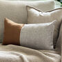 Lumbar Linen Cushion Cover Brown And Grey, thumbnail 1 of 5