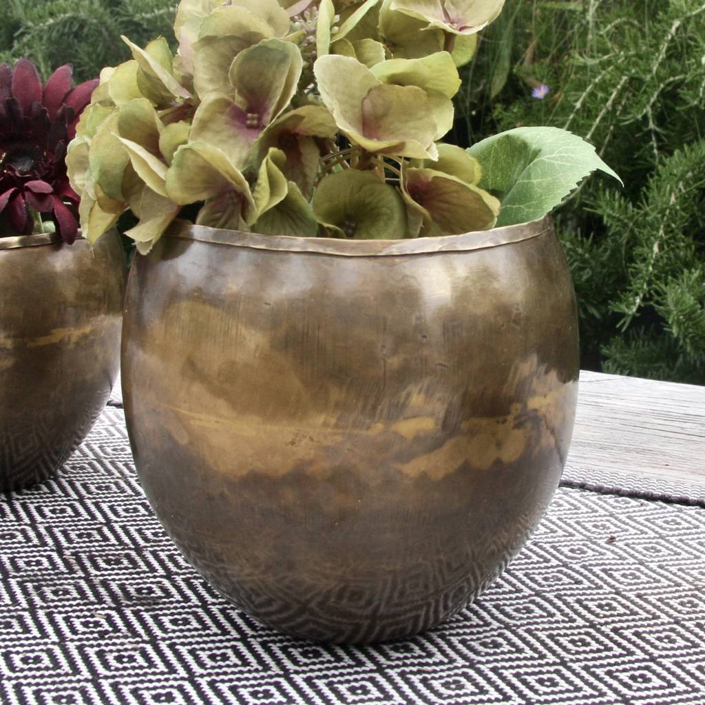 Set Of Three Brass Planters By London Garden Trading