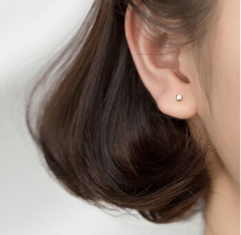 Sterling Silver Dice Stud Earrings, 2 of 5