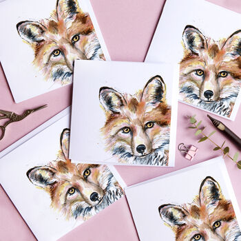 Inky Fox Blank Greeting Card, 4 of 4