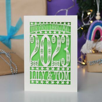 Our First Christmas 2023 Personalised Papercut Card, 7 of 11