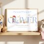 Pirate Blue Nursery Name Print, Nursery Sea Boy Name Wall Art, thumbnail 1 of 3
