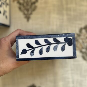 Set Of Six Wood Inlay Coasters With Case Host Gift, 8 of 12