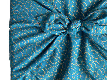 Fabric Gift Wrap Reusable Furoshiki Ocean And Gold, 5 of 7