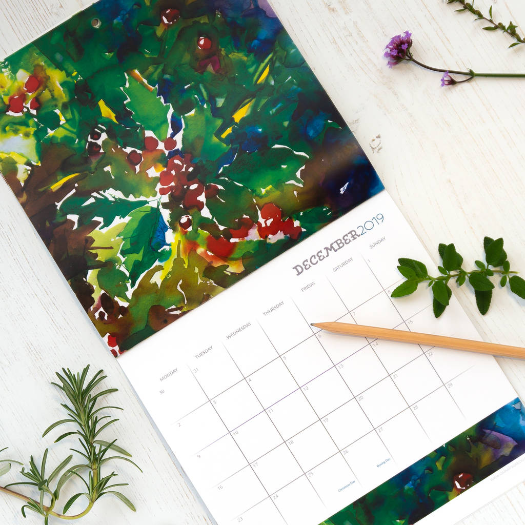 2019 watercolour flowers wall calendar by diana fegredo ...