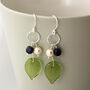 Silver Or Bronze Blue And Green Flower Earrings, thumbnail 1 of 9