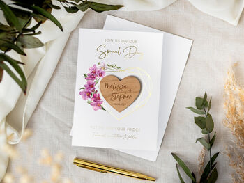 Luxury Geometric Orchid Foil Save The Date Magnets, 4 of 9