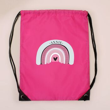 Personalised Drawstring Kit Bag With Rainbow, 2 of 3